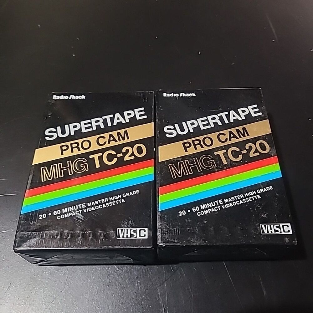VTG Lot of 2 Radio Shack Supertape Pro Cam MHG TC-20 VHSC 44-431